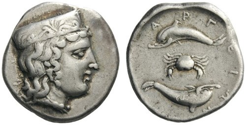 A stater from Argos. Images courtesy Classical Numismatic Group, NGC