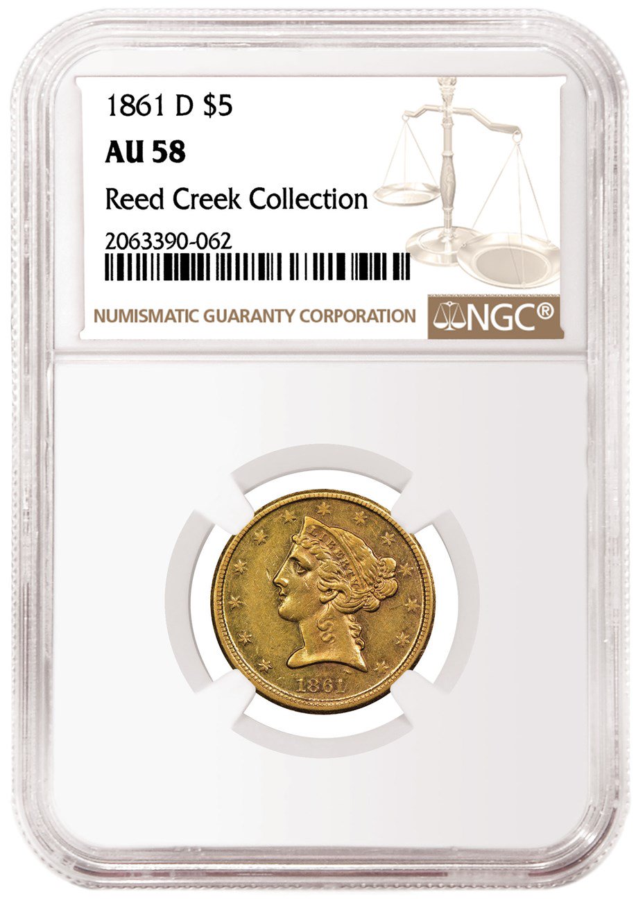1861 Dahlonega $5 gold coin. Image courtesy NGC