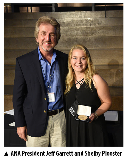 NA President Jeff Garrett alongside 2017 Young Numismatist of the Year Shelby Plooster. Photo courtesy American Numismatic Association