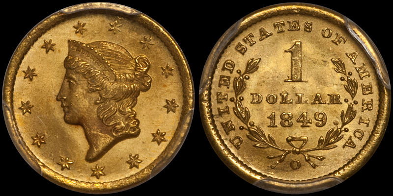 1849-O $1.00 PCGS MS65+. Images courtesy Doug Winter