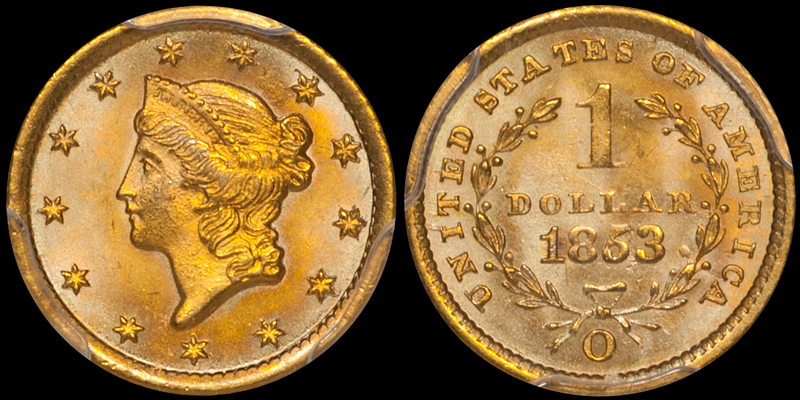 1853-O $1.00 PCGS MS66 CAC. Images courtesy Doug Winter