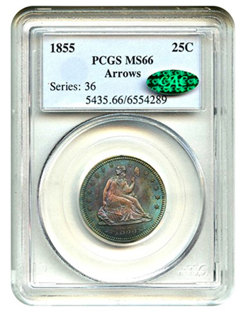1855 Arrows Quarter PCGS MS66