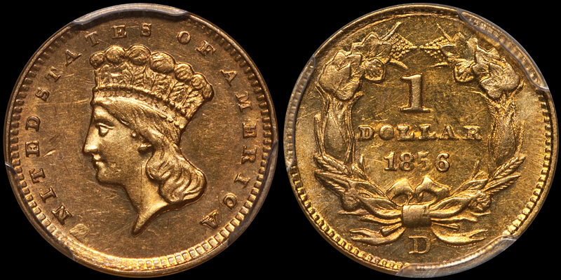 1856-D $1.00 PCGS MS60 CAC. Images courtesy Doug Winter