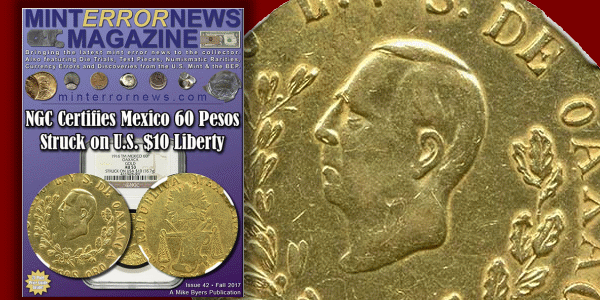 1916 Mexico 60 Pesos Error Coin