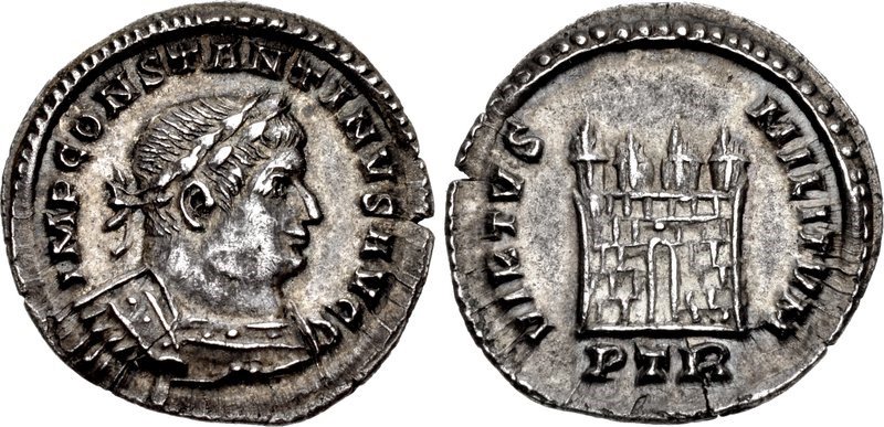 A half-argenteus of the emperor Constantine the Great, issued c.308-313 CE. Images courtesy CNG, NGC