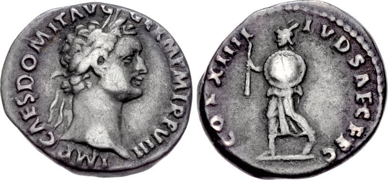 A quinarius of the emperor Domitian issued in 88 CE for Saecular Games. Images courtesy CNG, NGC