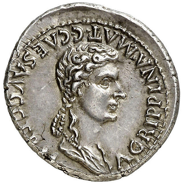 Reverse, Roman Imperial Silver Denarius of Caligula featuring Agrippina the Elder. Image courtesy Atlas Numismatics
