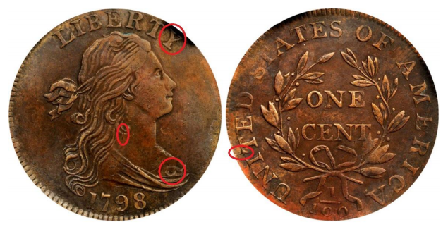 Struck Fake 1798 S-158 large cent
