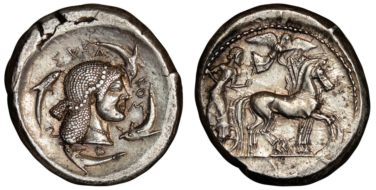 GREEK. SICILY. Syracuse. Deinomenid Tyranny, Time of Hieron I. (c. 480-475 BC). Struck 480-475 BC. AR Tetradrachm. Images courtesy Atlas Numismatics