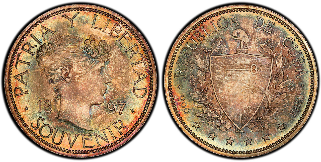 CUBA. 1897 AR Souvenir Peso. Images courtesy Atlas Numismatics