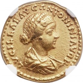 Obverse, Roman gold Aureus of Lucilla. Image courtesy Heritage Auctions (HA.com)