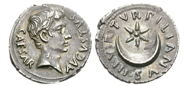 Augustus Star Crescent Ancient Coin