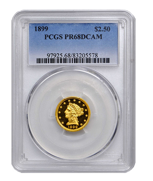 1899 $2.50 Gold Coins PCGS PR68DCAM