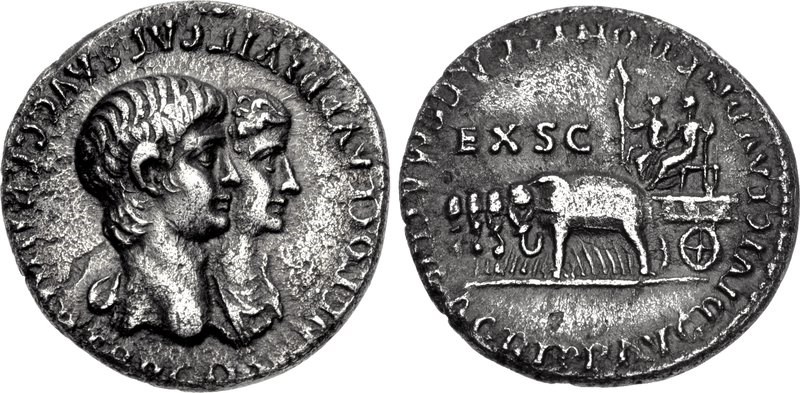 Ancient Roman coin featuring Nero and Agrippina the Younger. Images courtesy CNG, Nomos