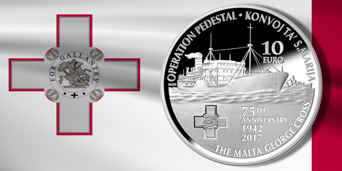 Malta George Cross 10 Euro Silver coin - Operation Pedestal