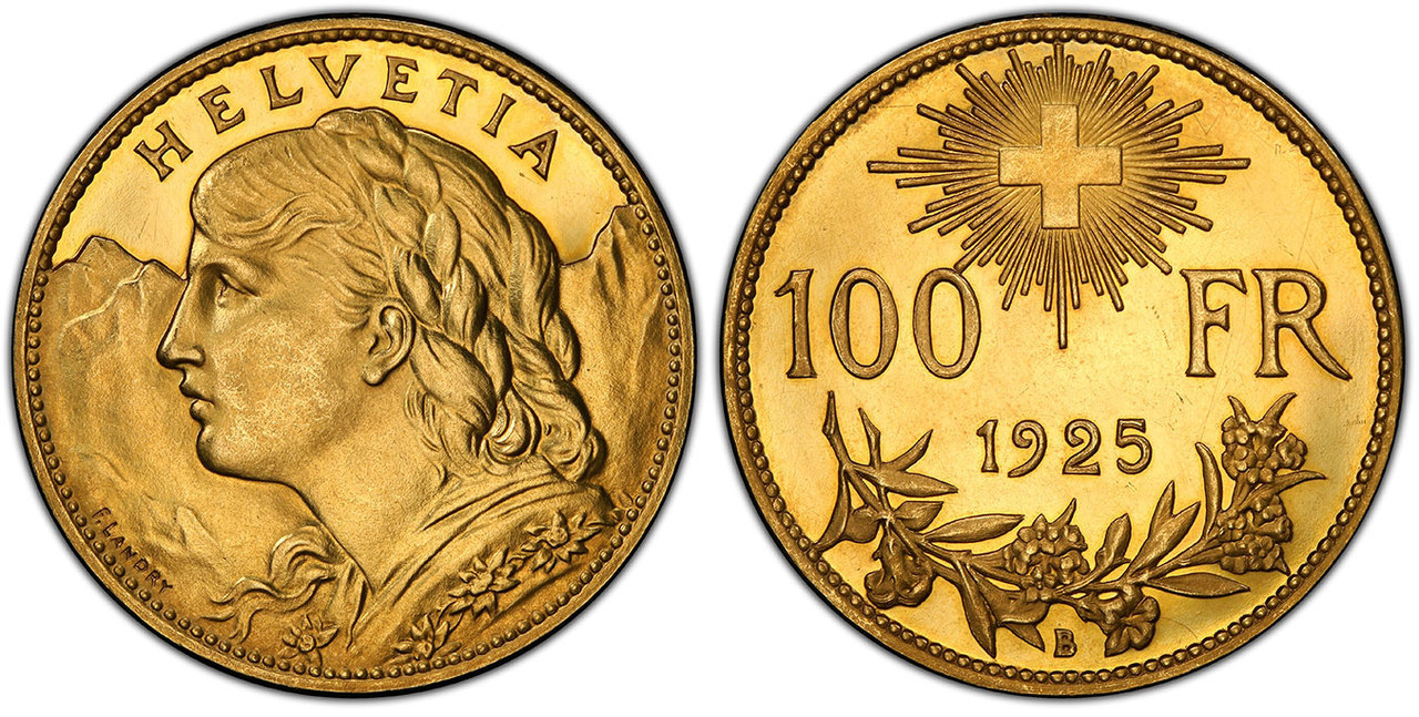 SWITZERLAND. 1925-B AV 100 Francs. Images courtesy Atlas Numismatics