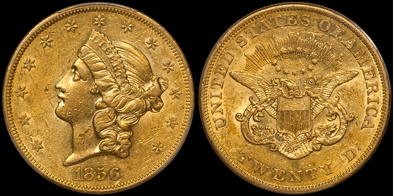 1856-O $20.00 PCGS AU55. Images courtesy Doug Winter
