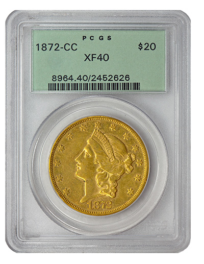 1872-CC $20 PCGS XF40