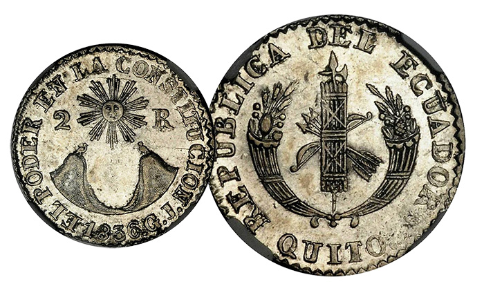 1836 2 Reales Ecuador