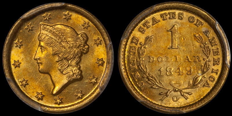 1849-O $1.00 PCGS MS62+ CAC. Images courtesy Doug Winter