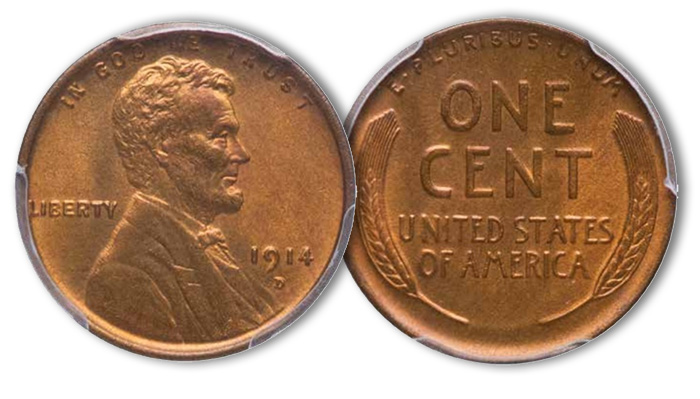 Lot 131: 1914-D Lincoln Cent PCGS CAC RB MS-66