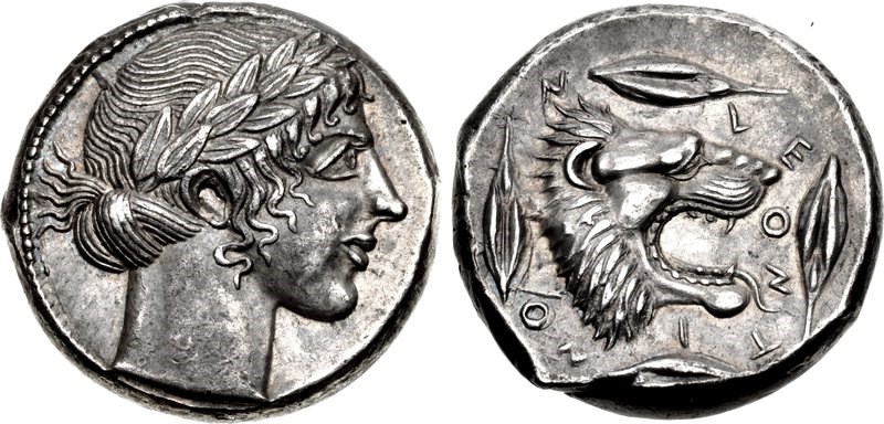 Leontini Tetradrachm. Images courtesy of Classical Numismatic Group, Inc. (CNG) and Numismatic Guaranty Corporation (NGC)
