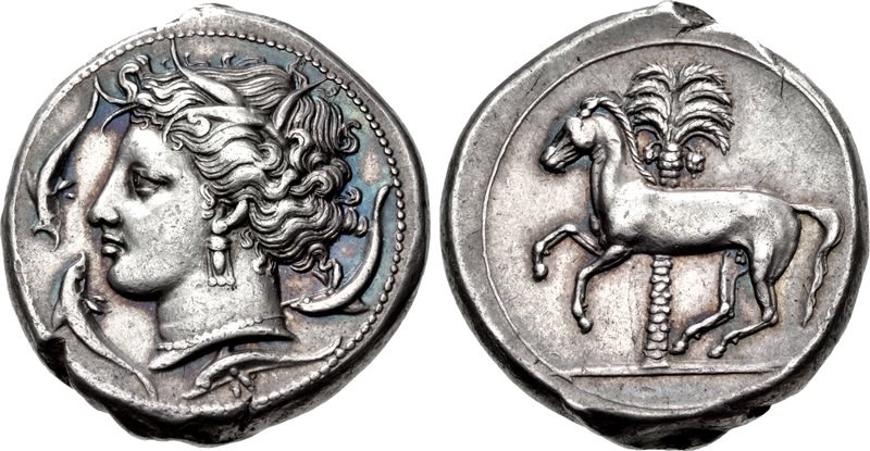 Siculo-Punic Tetradrachm. Images courtesy of Classical Numismatic Group, Inc. (CNG) and Numismatic Guaranty Corporation (NGC)