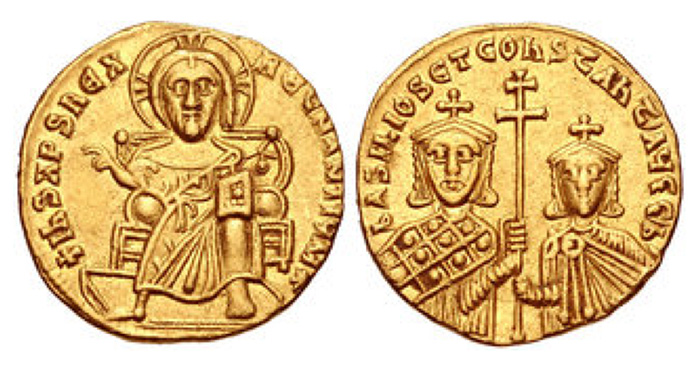 Basil I the Macedonian, with Constantine. 867-86. AV Solidus 