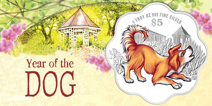 Year of the Dog - Singapore $5 Silver Coin - Chinese Almanac Coin