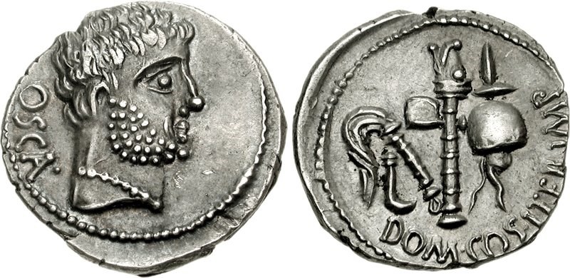 A denarius of Gnaeus Domitius Calvinus. Images courtesy CNG, NGC