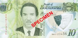 Front, Botswana 10 Pula polymer banknote
