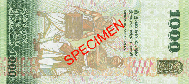 Back, Sri Lanka 2018 70th Anniversary Independence 1,000 Rupee Commemorative Banknote. Image courtesy De La Rue