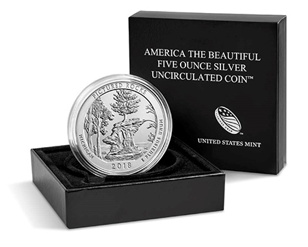 United States Mint 5 Ounce Pictured Rocks Silver Bullion Coin