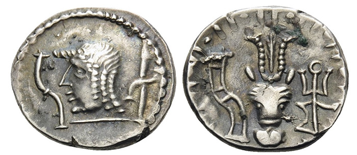 Himyarites. 1st century BCE. denarius (Silver, 17 mm, 3.04 g, 6 h). 