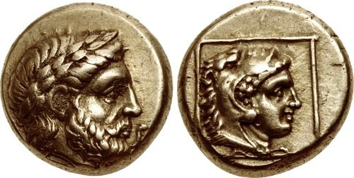 Mytilene hectae of the period c.377 to 326 BCE. Images courtesy CNG, NGC