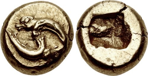 Phocaea hecte depicting two seals, c.521 to 478 BCE. Images courtesy CNG, NGC