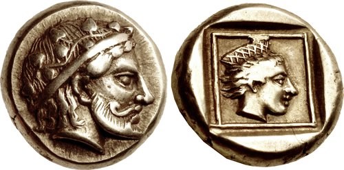 Mytilene hectae of the period c.412 to 378 BCE. Images courtesy CNG, NGC