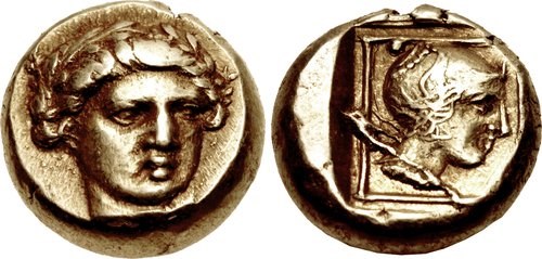 Mytilene hectae of the period c.412 to 378 BCE. Images courtesy CNG, NGC