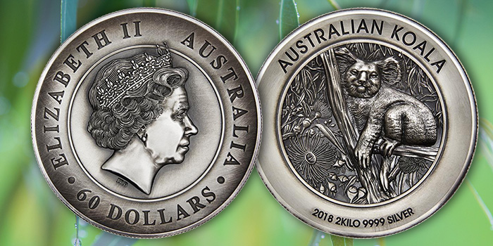 Australia Perth Mint 60 Dollars Australian Koala 2 Kilo Silver