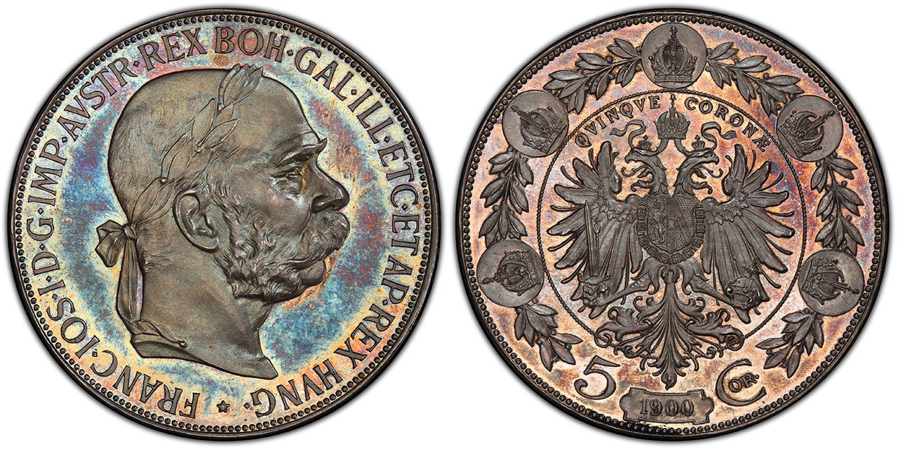AUSTRIA. Franz Joseph I. 1900 AR 5 Corona. Images courtesy Atlas Numismatics