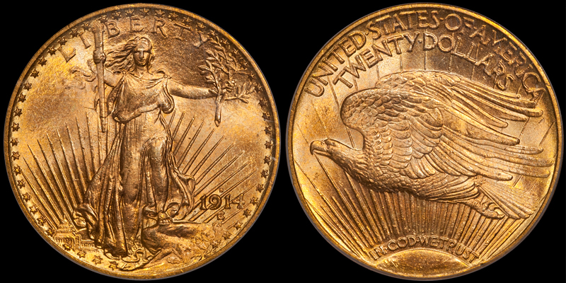 1914-S $20.00 PCGS MS65+ CAC. Images courtesy Doug Winter
