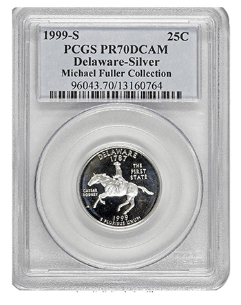 1999-S Delaware Silver Quarter in Proof - Pedigree: Michael Fuller