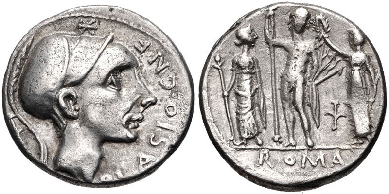 Possible depiction of victorious roman general Scipio Africanus. Images courtesy CNG