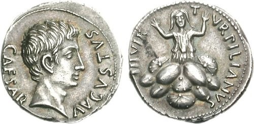 Denarius of Augustus, c.19-18 BCE. NGC