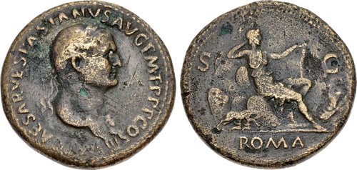 Sestertius of Vespasian, 71 CE. NGC