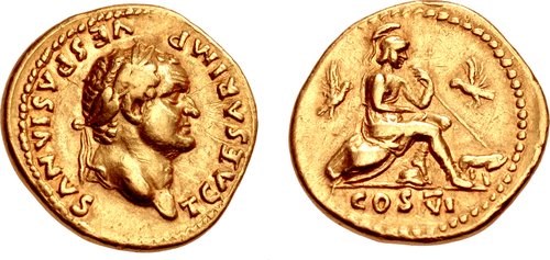 Aureus of Titus, as Caesar, 77-78 CE. NGC