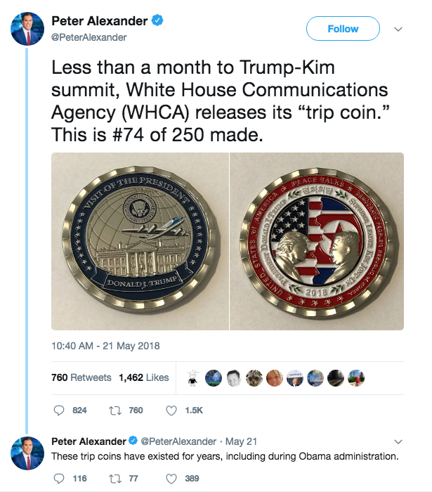 Peter Alexander Trump Challenge Coin Tweet