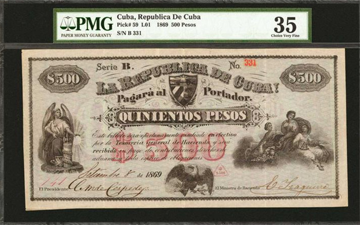 Stack's Bowers - Cuba 500 Pesos 1869 Banknote