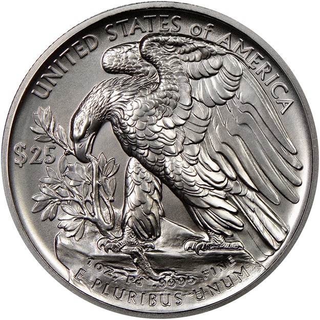 United States 2017 American Eagle Palladium coin in Mint State. Image courtesy NGC