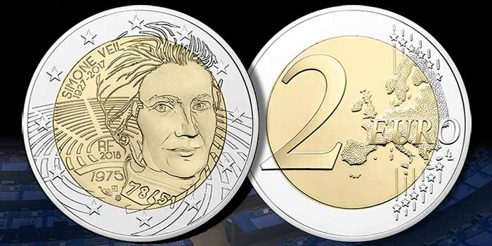 Simone Veil 2 Euro bimetallic coin - Monnaie de Paris